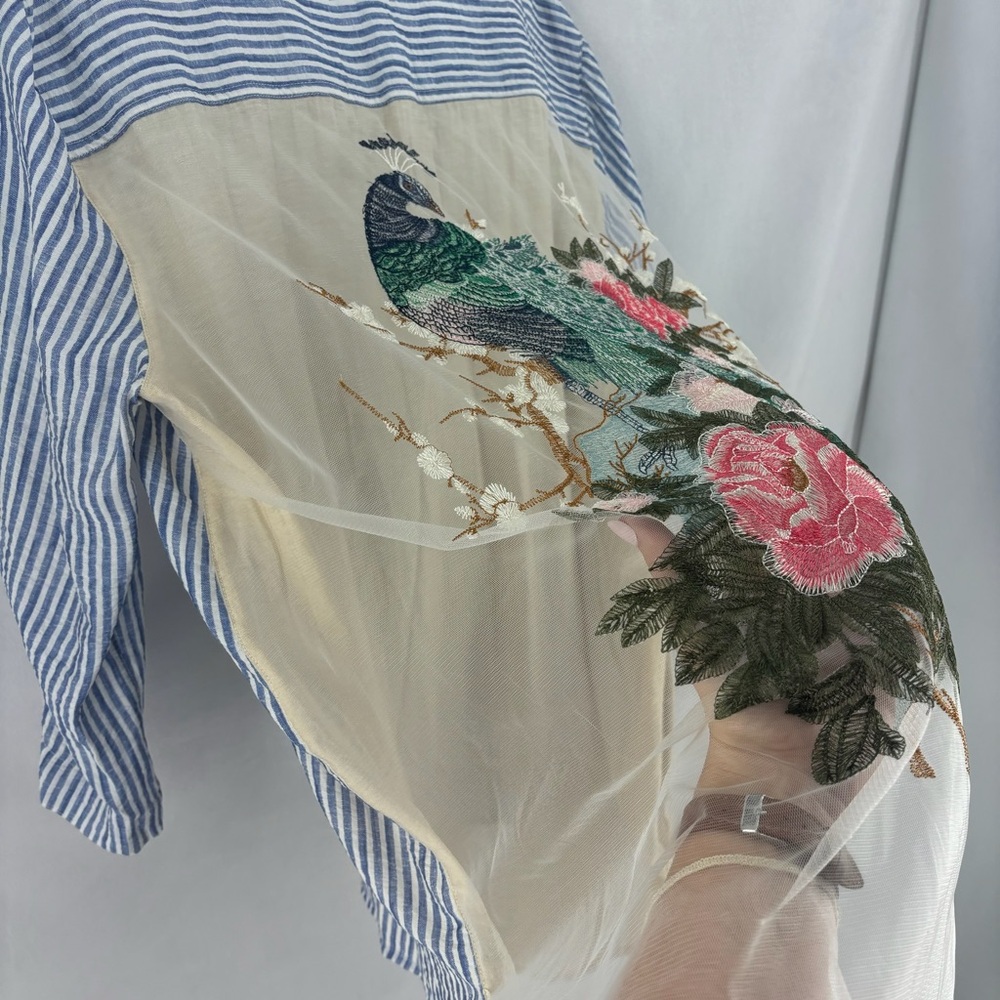 John Mark Women’s XL Embroidered Peacock top like aratta Anthropologie - Picture 7 of 10